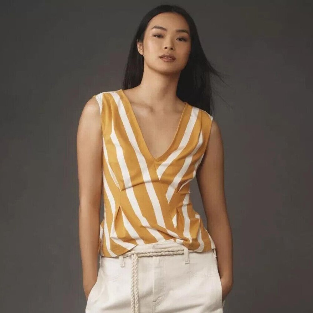 Anthropologie Maeve Sleeveless V-Neck Corset Blouse Tank Top XXS NWT 270790
